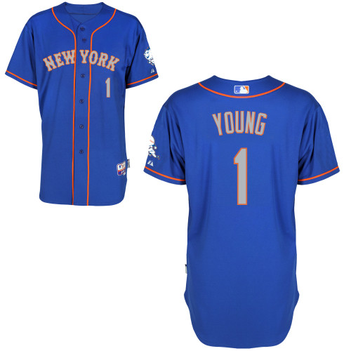 Chris Young #1 MLB Jersey-New York Mets Men's Authentic Blue Road Baseball Jersey